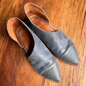 Free People Royale flat in blue leather / Stargazer
